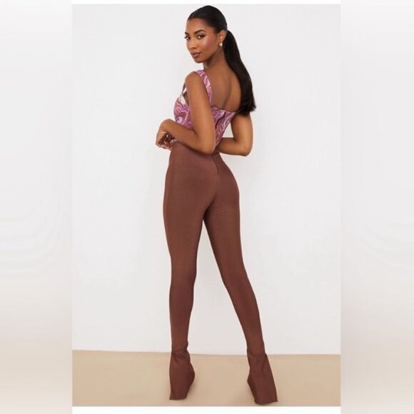 House of CB Gloriett Brown Pants High Rise Bandage Trousers Leggings Size XS - Picture 7 of 11